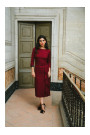 S425 Dress with ruffle detail - maroon