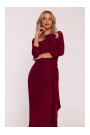 S425 Dress with ruffle detail - maroon