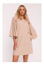 S426 Mini dress with batwing sleeves - beige