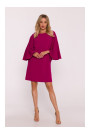 S426 Mini dress with batwing sleeves - plum