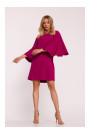 S426 Mini dress with batwing sleeves - plum