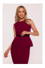 S427 Peplum dress - maroon