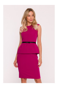 S427 Peplum dress - plum
