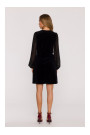 M886 Velvet dress with chiffon sleeves - black