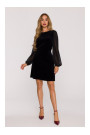 M886 Velvet dress with chiffon sleeves - black