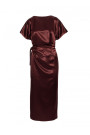 M887 Wrap style satin dress - brown