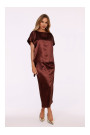 M887 Wrap style satin dress - brown