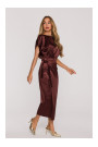 M887 Wrap style satin dress - brown