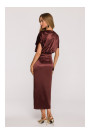 M887 Wrap style satin dress - brown