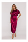 M887 Wrap style satin dress - maroon