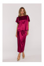 M887 Wrap style satin dress - maroon