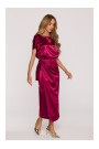 M887 Wrap style satin dress - maroon