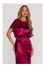 M887 Wrap style satin dress - maroon