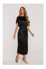 M887 Wrap style satin dress - black