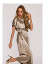 M887 Wrap style satin dress - gold