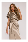 M887 Wrap style satin dress - gold