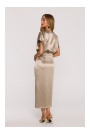 M887 Wrap style satin dress - gold