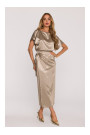 M887 Wrap style satin dress - gold