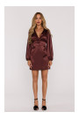 M888 Satin puff sleeve mini dress - brown