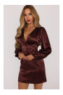 M888 Satin puff sleeve mini dress - brown