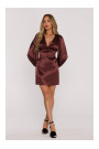 M888 Satin puff sleeve mini dress - brown