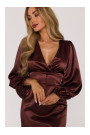 M888 Satin puff sleeve mini dress - brown