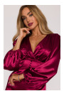 M888 Satin puff sleeve mini dress - maroon