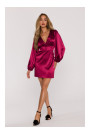 M888 Satin puff sleeve mini dress - maroon