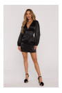 M888 Satin puff sleeve mini dress - black