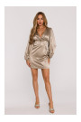 M888 Satin puff sleeve mini dress - gold