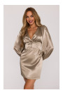 M888 Satin puff sleeve mini dress - gold