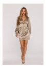 M888 Satin puff sleeve mini dress - gold