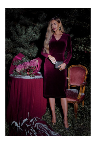 M889 Velvet bodycon dress - maroon