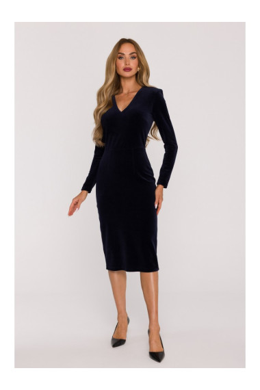 M889 Velvet bodycon dress - navy blue