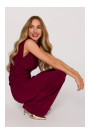 M890 Co-ord set with ruched top and wide leg trousers - maroon