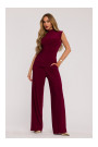 M890 Co-ord set with ruched top and wide leg trousers - maroon