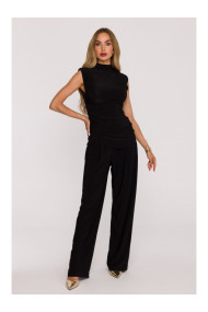 M890 Co-ord set with ruched top and wide leg trousers - black