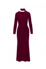 M891 Ruched dress with a sash - maroon