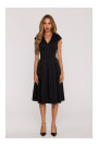 M892 Fit & flare dress with box pleats - black
