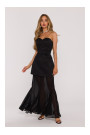 M893 Layered corset - style dress with chiffon skirt - black