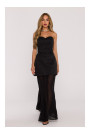 M893 Layered corset - style dress with chiffon skirt - black