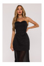 M893 Layered corset - style dress with chiffon skirt - black