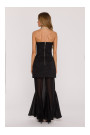 M893 Layered corset - style dress with chiffon skirt - black
