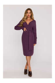 M810 Sweater dress with V-neck - heather