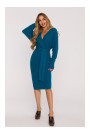 M810 Sweater dress with V-neck - ocean blue