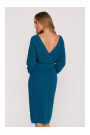 M810 Sweater dress with V-neck - ocean blue