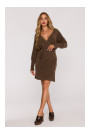 M631 Wrap sweater dress with a tie detail - caramel
