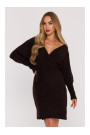 M631 Wrap sweater dress with a tie detail - chocolate