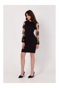 copy of K182 Dress with wides guipure sleeves - beige