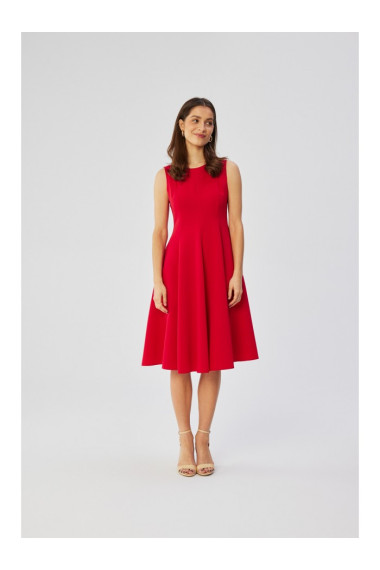 S358 Sleeveless fit and flare dress - red